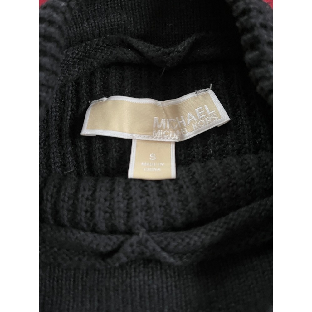 Michael Kors Womens Black Waffle Knit Mock Neck Pullover Sweater Small - Picture 2 of 5